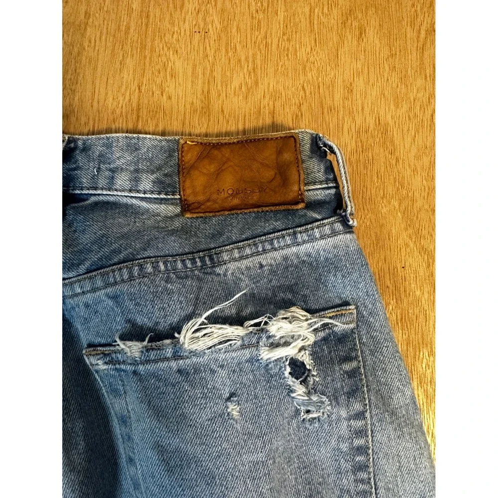Moussy Vintage Distressed Ripped Destroyed Jeans Size 27 Light Wash Denim - Picture 10 of 11